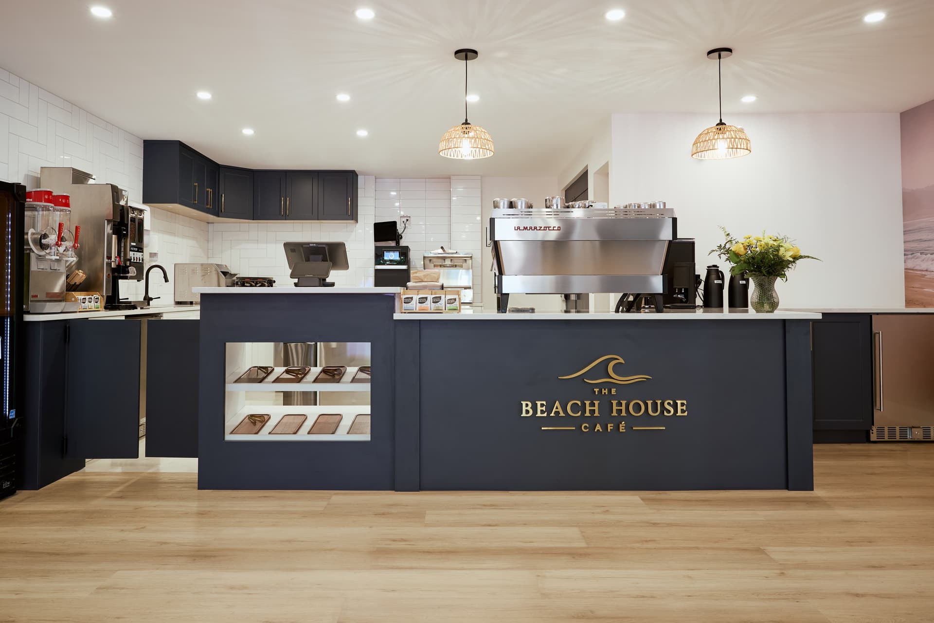 The Beach House Café coffee bar with professional espresso machine